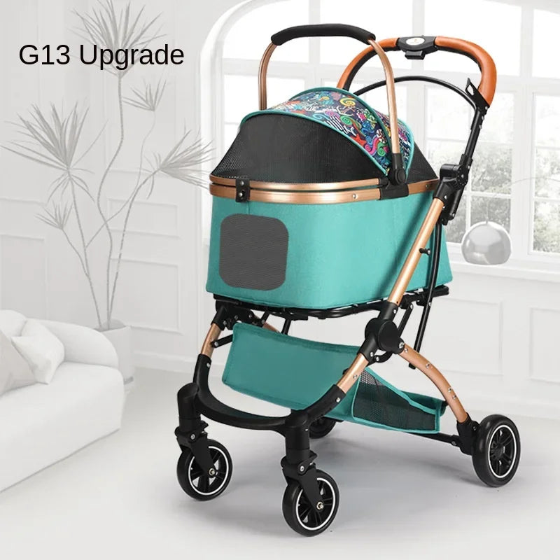 Lightweight Foldable Pet Stroller Small Dog Stroller Detachable Pet Stroller Universal for Cats and Dogs Foldable Pet Car