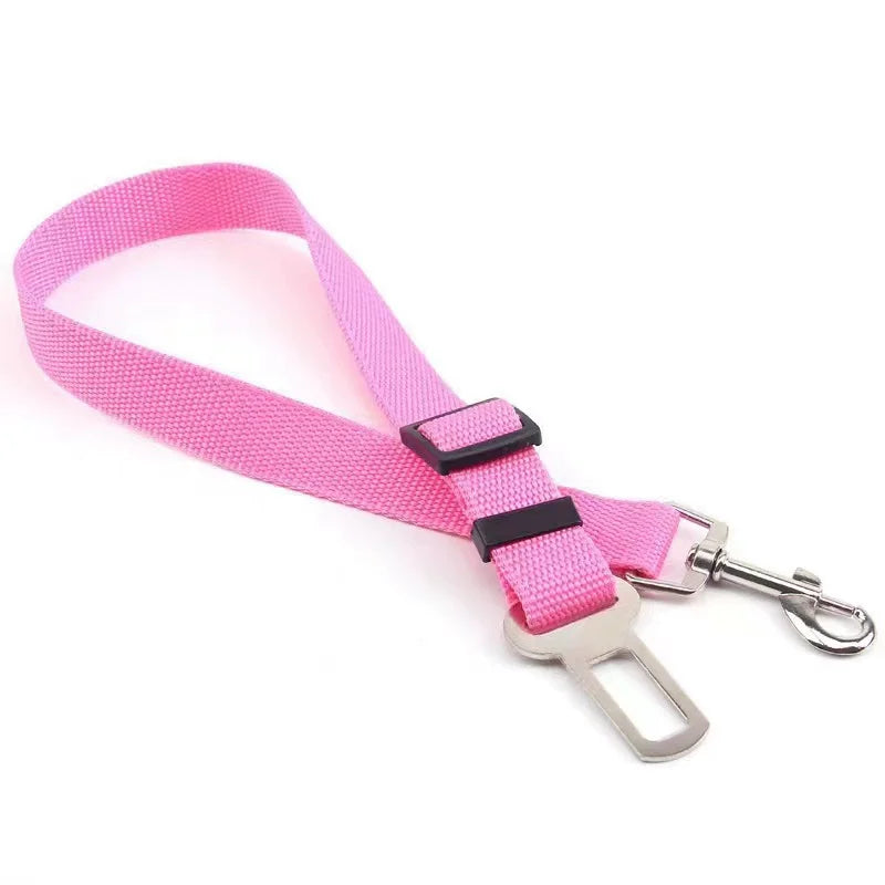 Solid Color Two-in-one Pet Car Seat Belt Nylon Lead Leash Backseat Safety Belt Adjustable Dogs Harness Collar Pet Accessories