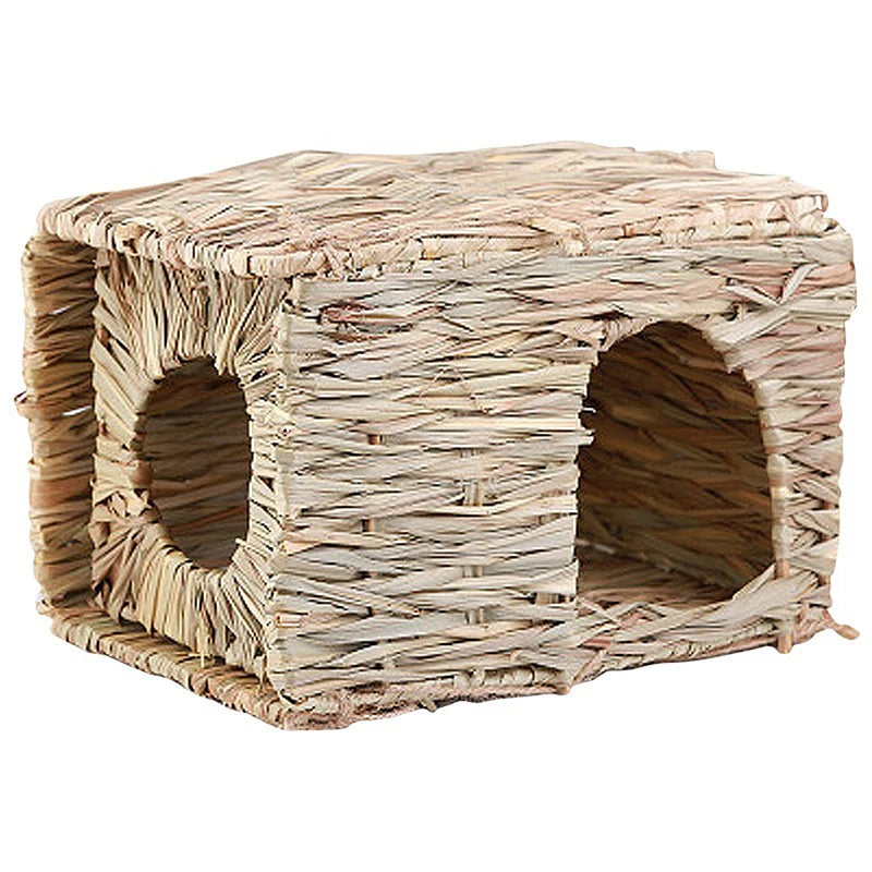 Foldable Woven Rabbit Cages Pets Hamster Guinea Pig Bunny Grass Chew Toy Mat House Bed Nests for Small Animal Rabbit Accessories