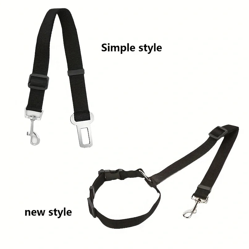 Solid Color Two-in-one Pet Car Seat Belt Nylon Lead Leash Backseat Safety Belt Adjustable Dogs Harness Collar Pet Accessories