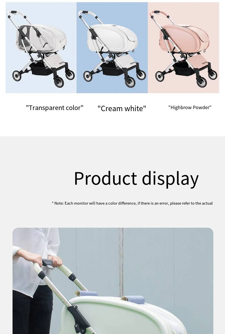 2023 New Transparent Pet Cart Dog and Cat Walking Cart Small Medium Sized Dog Pulled Stroller Lightweight Foldable Detachable
