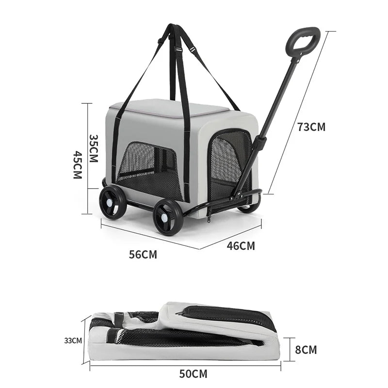 Small Pet Stroller Portable Folding Travel Outdoor Vehicle for Dogs Cats Carriers Multifunctional Pet Products Accessories