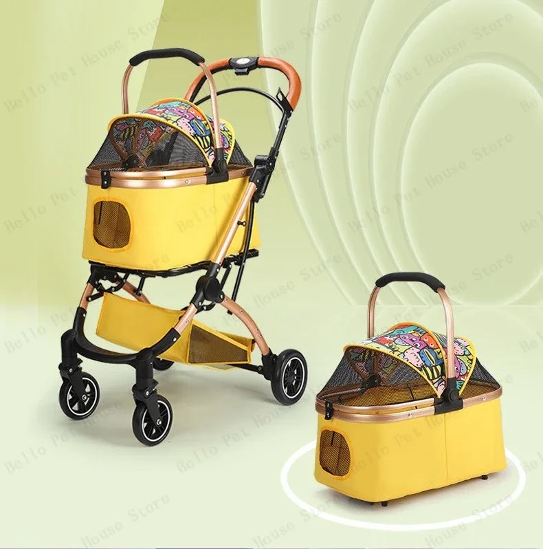 Lightweight Foldable Pet Stroller Small Dog Stroller Detachable Pet Stroller Universal for Cats and Dogs Foldable Pet Car