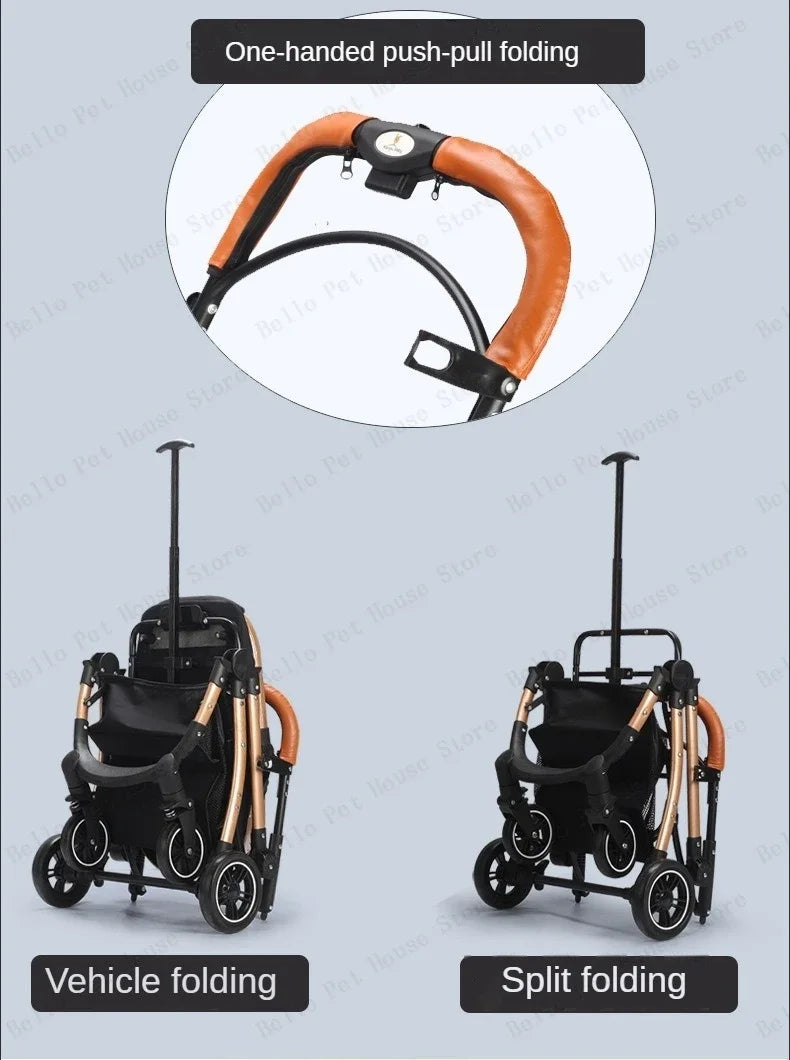 Lightweight Foldable Pet Stroller Small Dog Stroller Detachable Pet Stroller Universal for Cats and Dogs Foldable Pet Car
