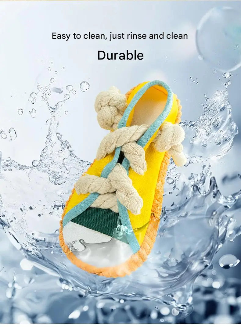 Dog Slippers Shape Squeak Toy Teeth Grinding Bite Resistant Shoes Toy With Cotton Rope Pet Chewing Toys Dog Toys Dog Accessories