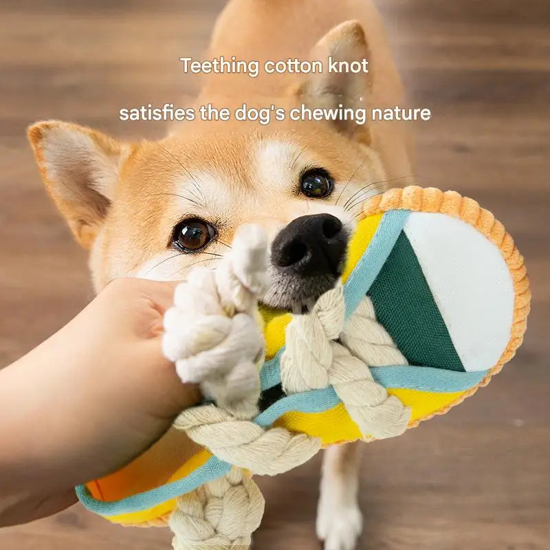 Dog Slippers Shape Squeak Toy Teeth Grinding Bite Resistant Shoes Toy With Cotton Rope Pet Chewing Toys Dog Toys Dog Accessories