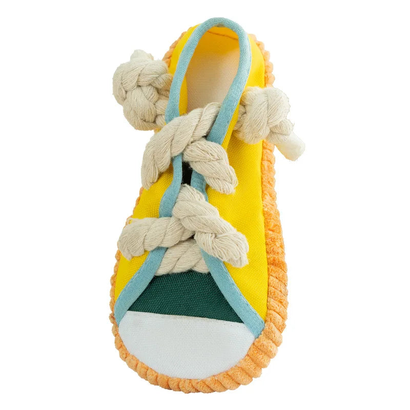 Dog Slippers Shape Squeak Toy Teeth Grinding Bite Resistant Shoes Toy With Cotton Rope Pet Chewing Toys Dog Toys Dog Accessories