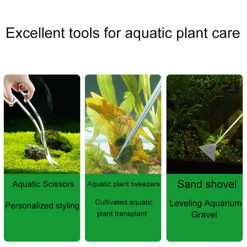 Aquarium Scissors Tweezers Tools Set Fish Tank Aquatic Plants Wave Scissors Grass Stainless Cleaning Tools Aquarium Accessories