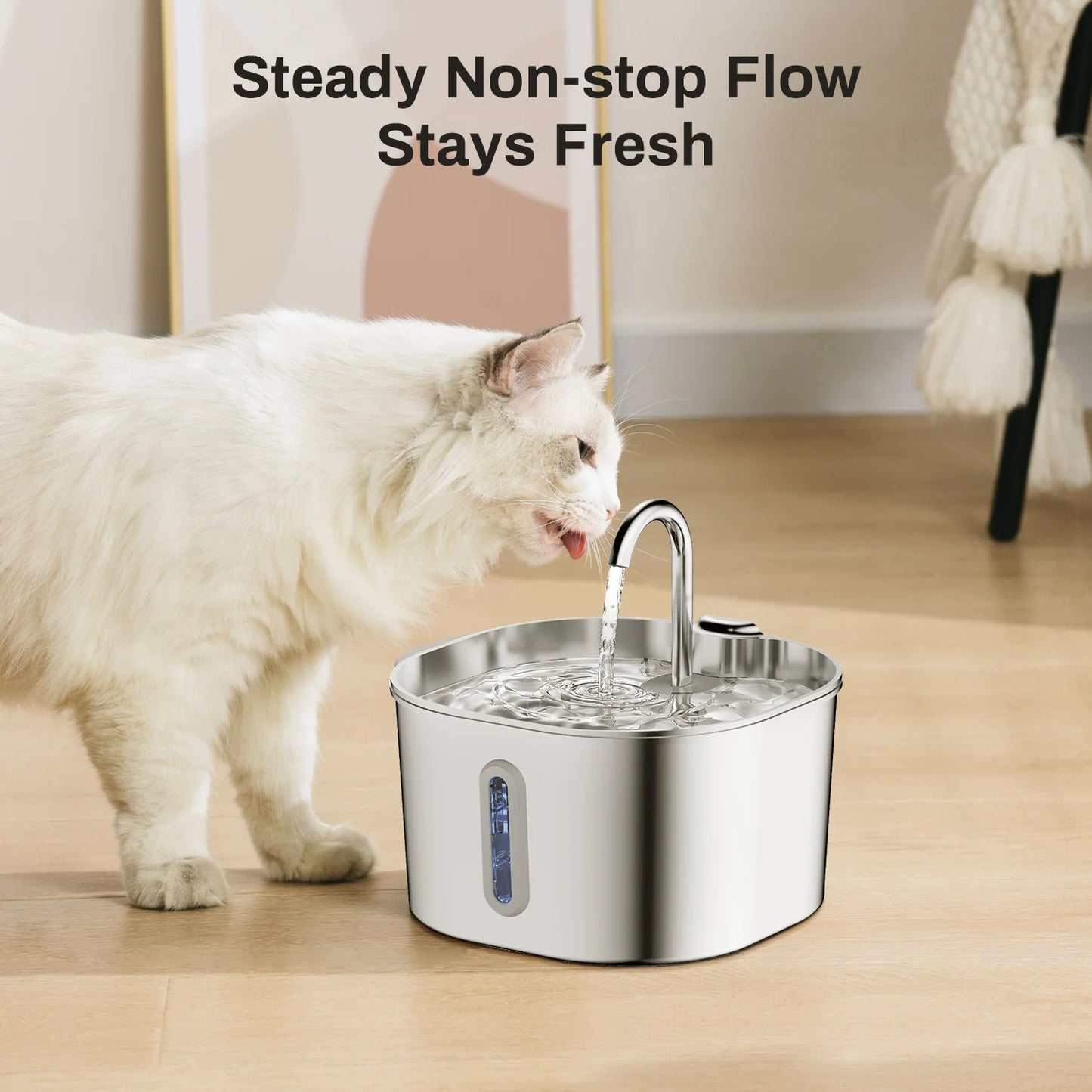 2.2L Automatic Cat And Dog Water Fountain With Faucet Stainless Steel Filter Silent Water Pump Cat Water Fountain Supplies