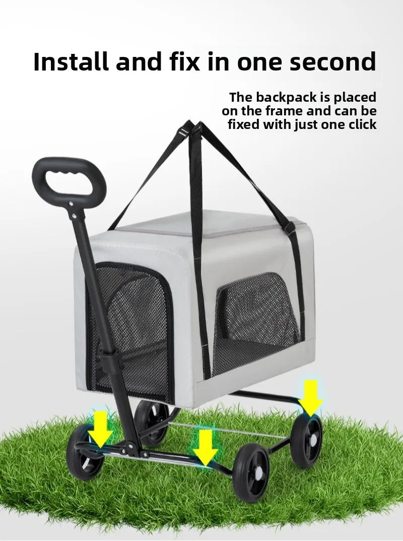 Small Pet Stroller Portable Folding Travel Outdoor Vehicle for Dogs Cats Carriers Multifunctional Pet Products Accessories