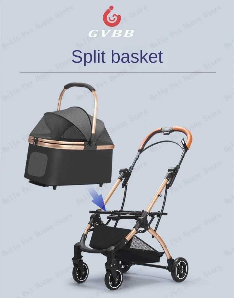 Lightweight Foldable Pet Stroller Small Dog Stroller Detachable Pet Stroller Universal for Cats and Dogs Foldable Pet Car