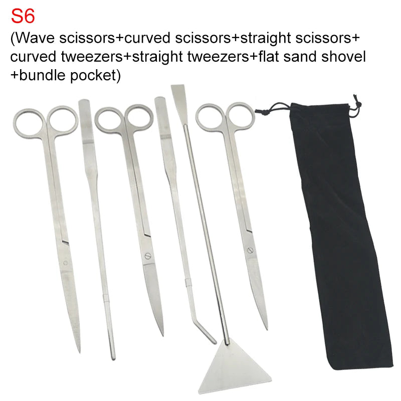 Aquarium Scissors Tweezers Tools Set Fish Tank Aquatic Plants Wave Scissors Grass Stainless Cleaning Tools Aquarium Accessories