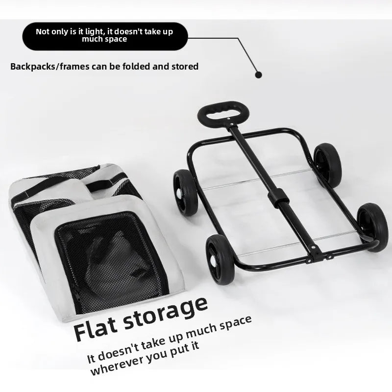 Small Pet Stroller Portable Folding Travel Outdoor Vehicle for Dogs Cats Carriers Multifunctional Pet Products Accessories