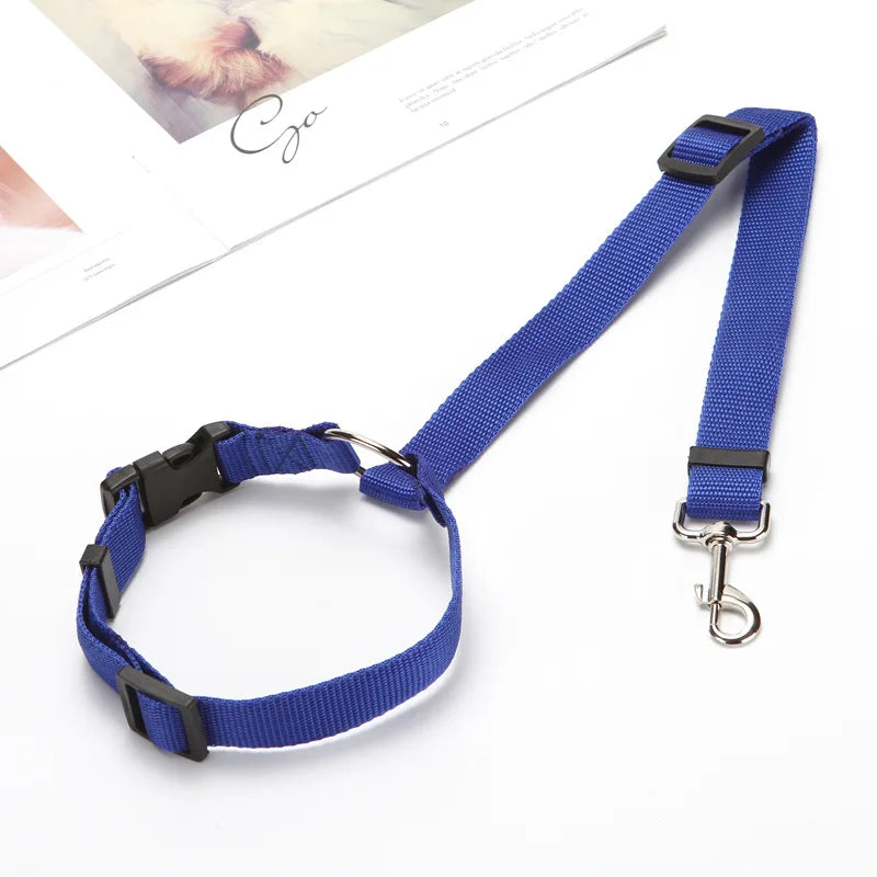 Solid Color Two-in-one Pet Car Nylon Seat Belt