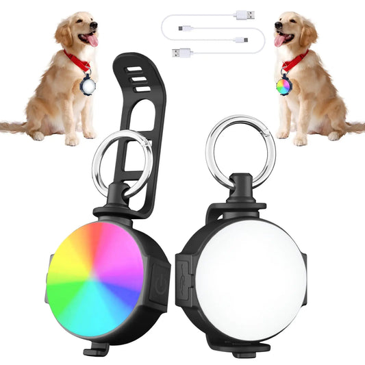 【2 Pack】Newest USB Rechargeable IP68 Waterproof Dog Collar Light 4 Modes Dog Lights for Night Walking Running Biking Camping