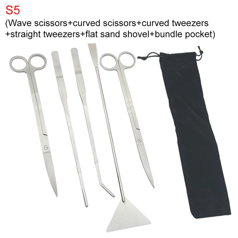 Aquarium Scissors Tweezers Tools Set Fish Tank Aquatic Plants Wave Scissors Grass Stainless Cleaning Tools Aquarium Accessories
