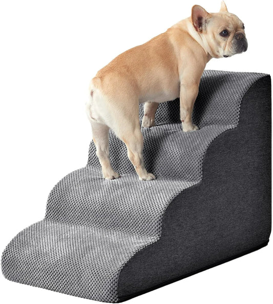 Curved Dog Stairs Ramp for High Beds , Dog Steps for Small Dogs and Cats, Pet Stairs for High Bed Climbing, Non-Slip Balanced