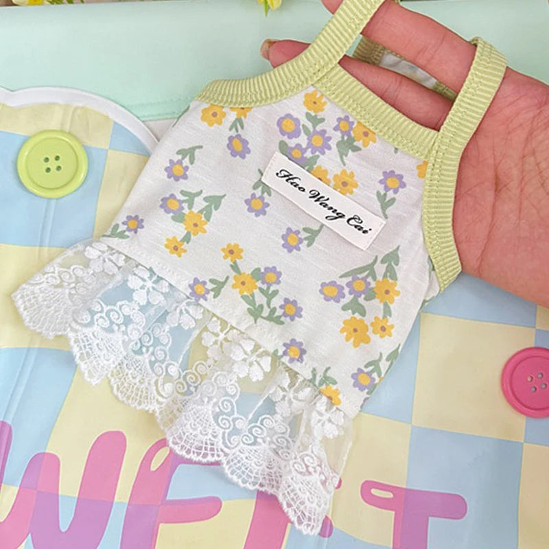Floral Print Dog Dress Summer Thin Dog Clothes Fashion Puppy Princess Skirt Cute Lace Cat Dress Pet Suspender Vest Dog Apparel