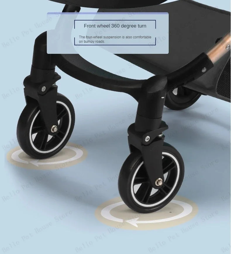 Lightweight Foldable Pet Stroller Small Dog Stroller Detachable Pet Stroller Universal for Cats and Dogs Foldable Pet Car
