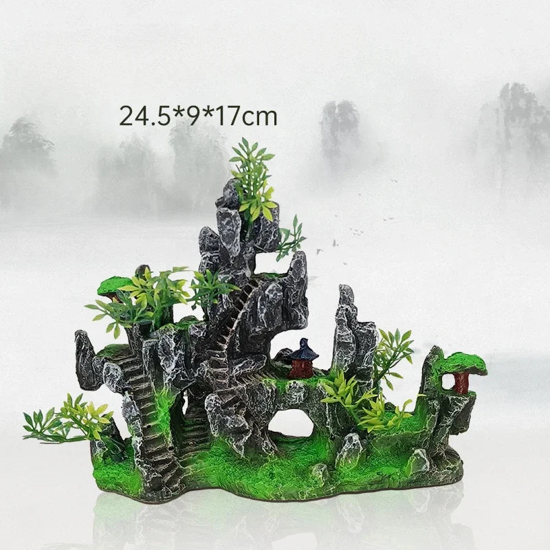 1pcs Rockery Aquarium Accessories Decorations Fish Tank Landscaping Resin Hill Hanging Bridge View Ornament Fish Tank Decoration