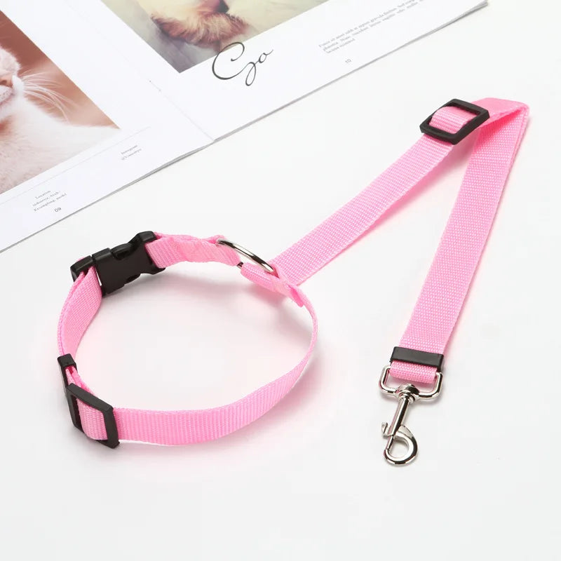 Solid Color Two-in-one Pet Car Nylon Seat Belt