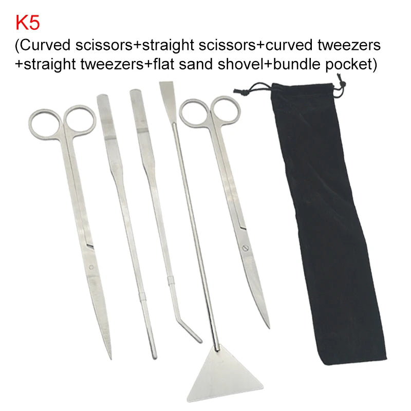 Aquarium Scissors Tweezers Tools Set Fish Tank Aquatic Plants Wave Scissors Grass Stainless Cleaning Tools Aquarium Accessories