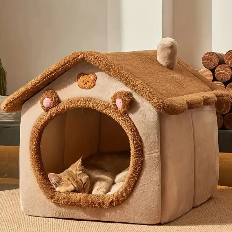 2025 New houses And habitats Four Seasons Pet House Cozy Winter Shelter for Small Dogs Cats, Cat House Style with Removable Wash