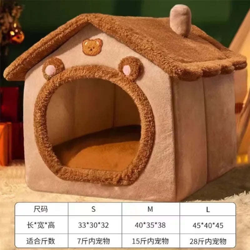 2025 New houses And habitats Four Seasons Pet House Cozy Winter Shelter for Small Dogs Cats, Cat House Style with Removable Wash