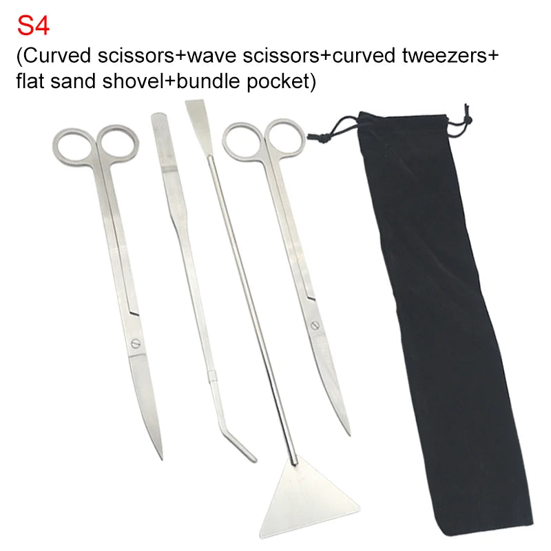 Aquarium Scissors Tweezers Tools Set Fish Tank Aquatic Plants Wave Scissors Grass Stainless Cleaning Tools Aquarium Accessories