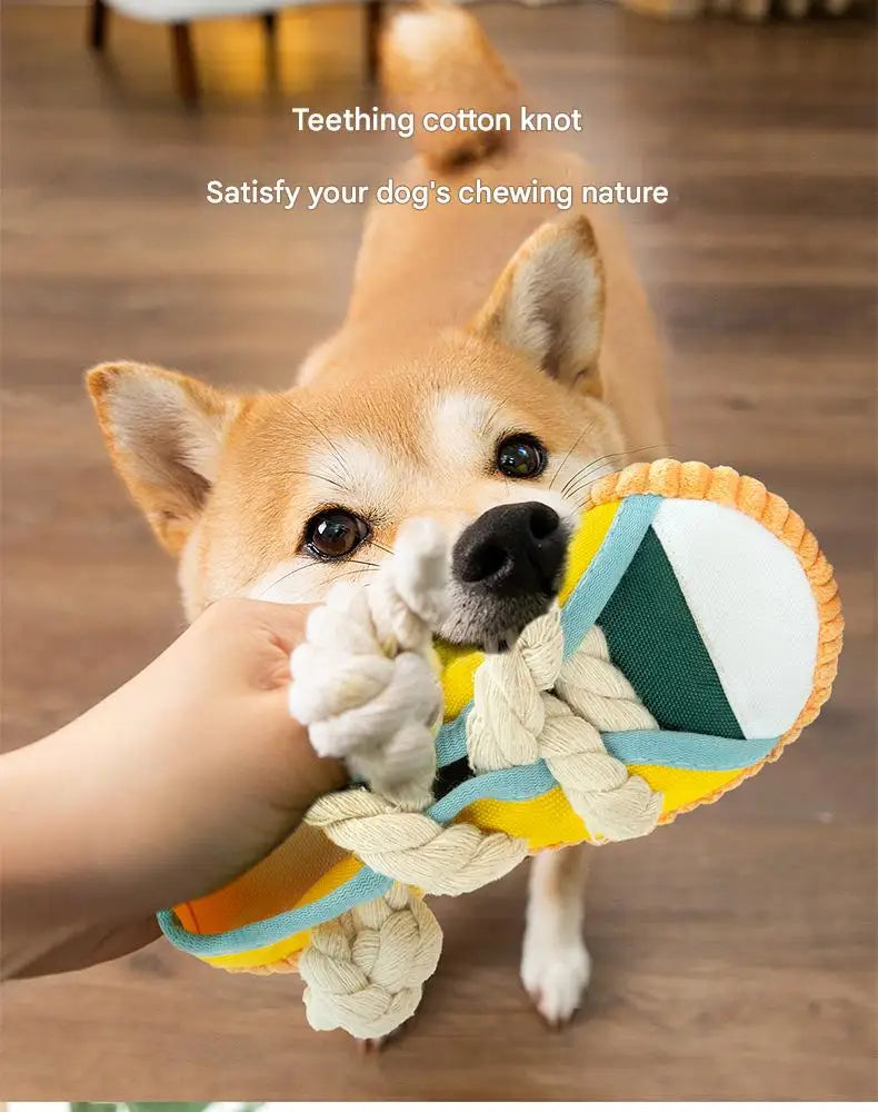 Dog Slippers Shape Squeak Toy Teeth Grinding Bite Resistant Shoes Toy With Cotton Rope Pet Chewing Toys Dog Toys Dog Accessories