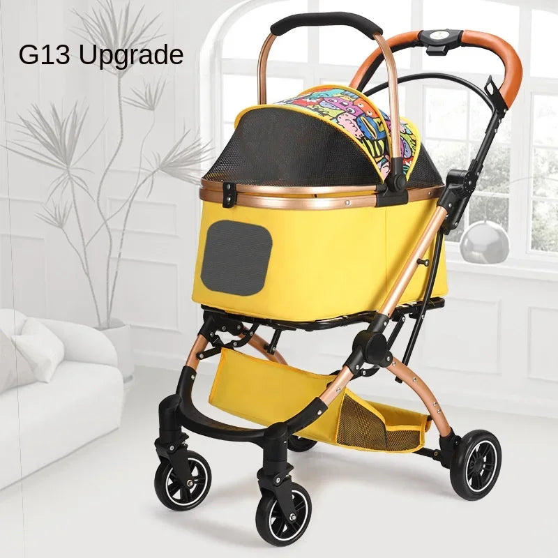 Lightweight Foldable Pet Stroller Small Dog Stroller Detachable Pet Stroller Universal for Cats and Dogs Foldable Pet Car