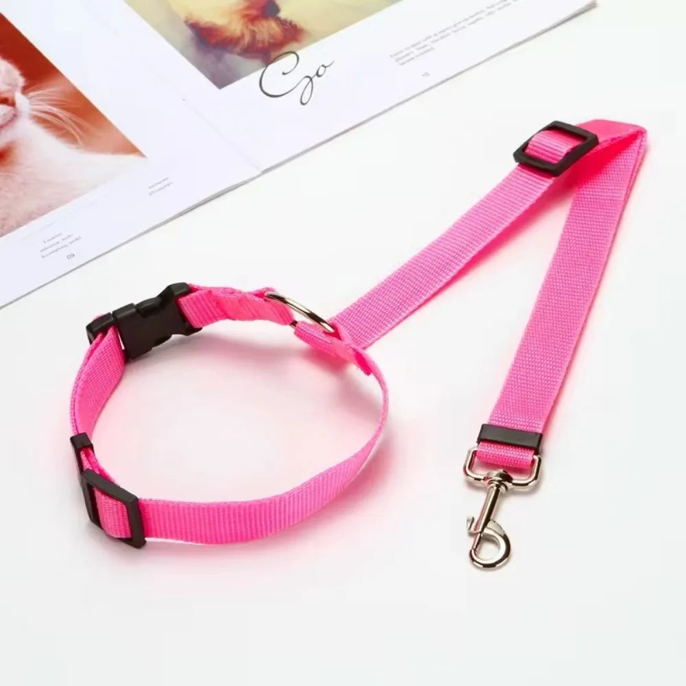 Solid Color Two-in-one Pet Car Nylon Seat Belt