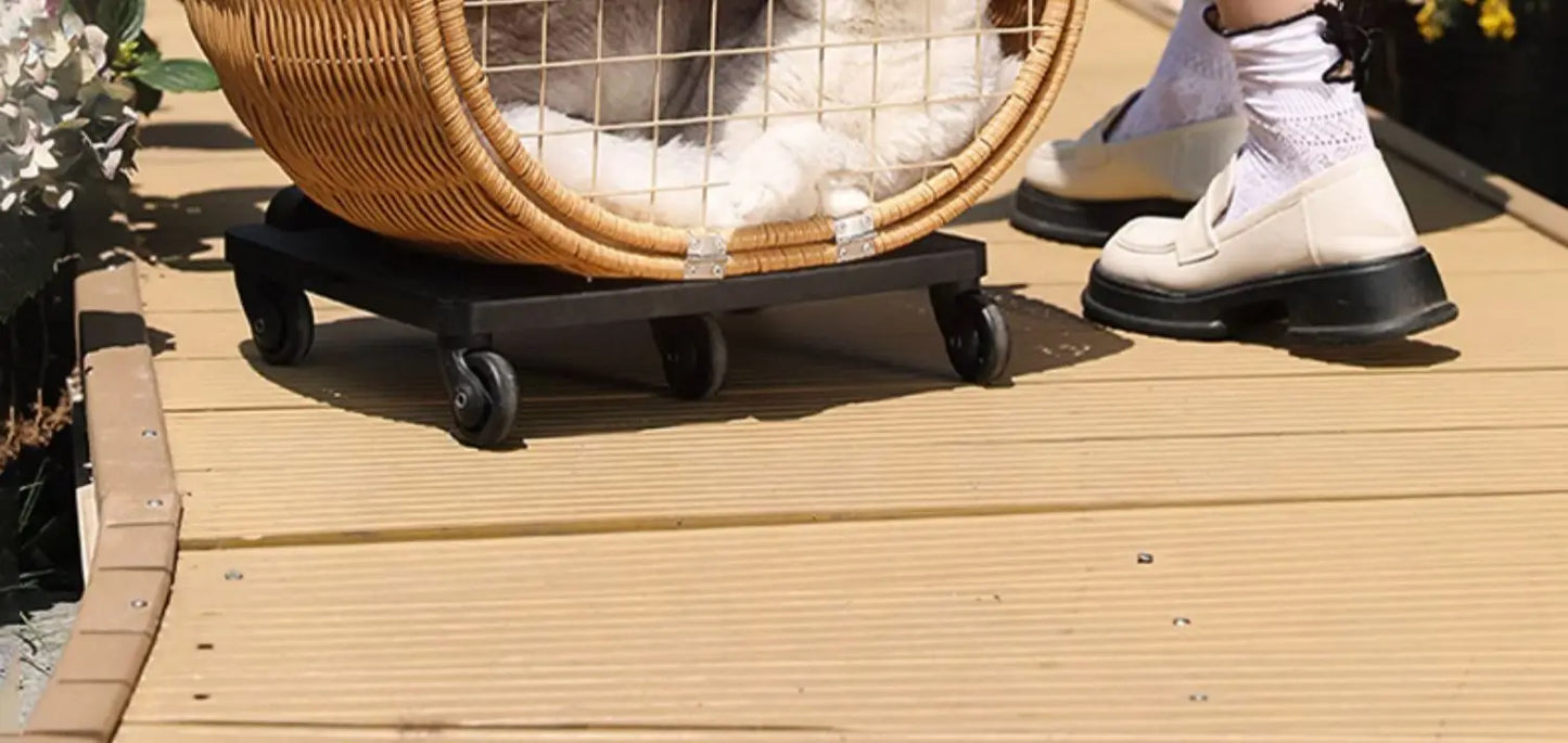 Rattan Cat Stroller Space Capsule Cat Carrier Large Pet Travel Bag for Cats & Dogs  Multi-Cat  Effortless Pet Stroller