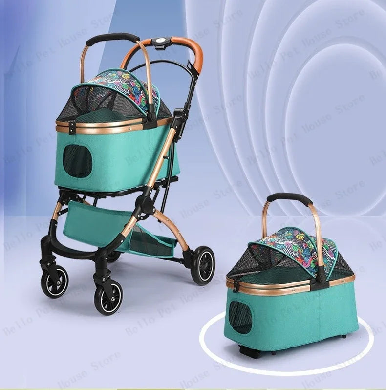 Lightweight Foldable Pet Stroller Small Dog Stroller Detachable Pet Stroller Universal for Cats and Dogs Foldable Pet Car
