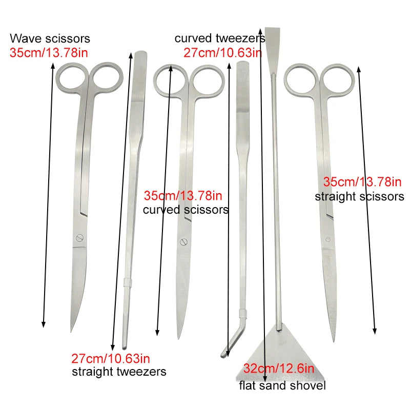 Aquarium Scissors Tweezers Tools Set Fish Tank Aquatic Plants Wave Scissors Grass Stainless Cleaning Tools Aquarium Accessories