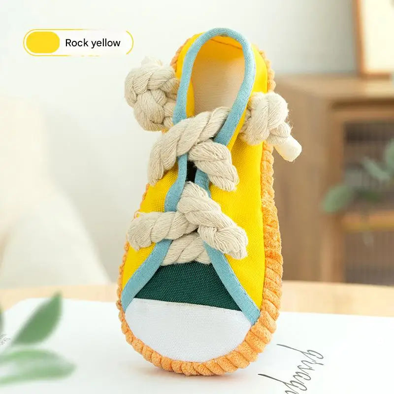 Dog Slippers Shape Squeak Toy Teeth Grinding Bite Resistant Shoes Toy With Cotton Rope Pet Chewing Toys Dog Toys Dog Accessories