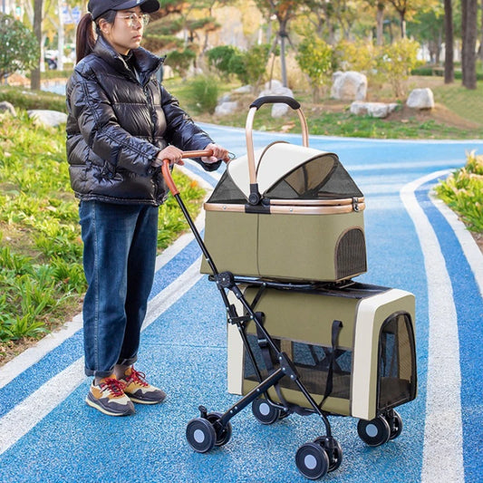 Detachable Double-layer Pet Stroller for Cat and Dog Outdoor Carriers Bag Lightweight Foldable Pet Stroller Portable Dogs Basket