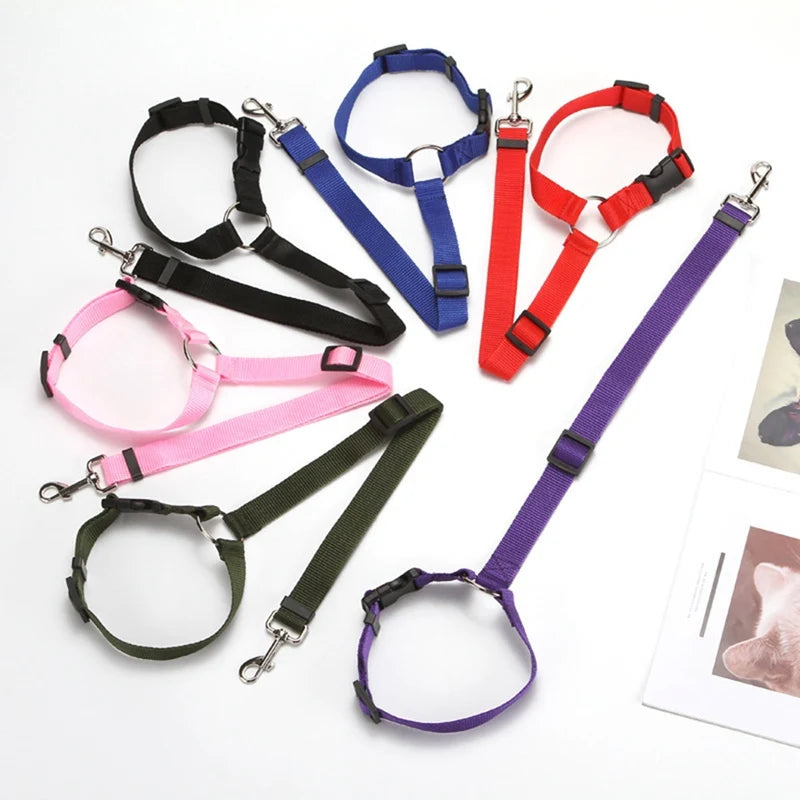 Solid Color Two-in-one Pet Car Nylon Seat Belt