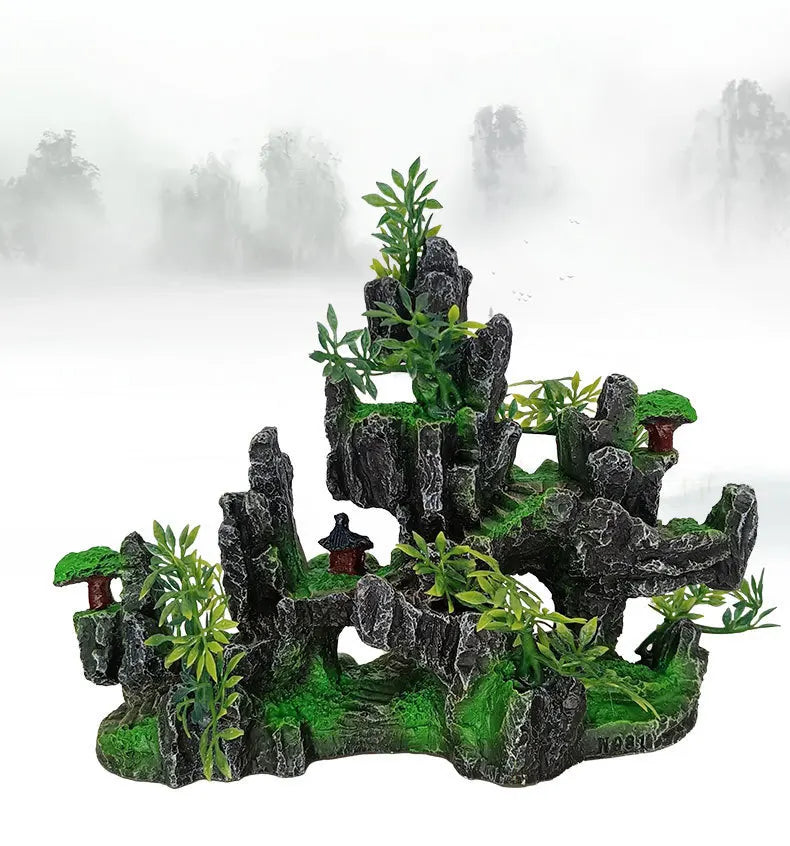 1pcs Rockery Aquarium Accessories Decorations Fish Tank Landscaping Resin Hill Hanging Bridge View Ornament Fish Tank Decoration