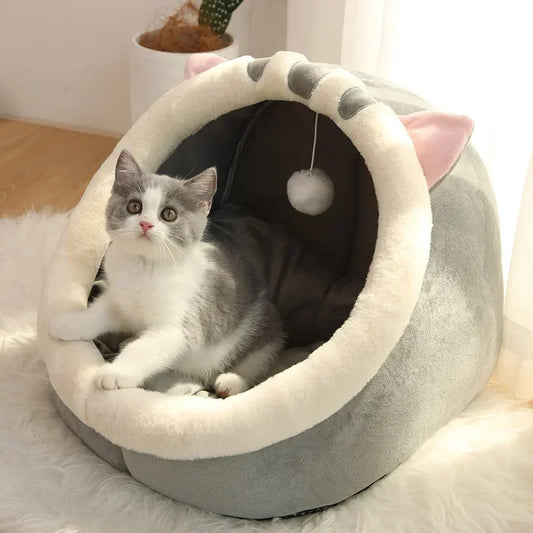 Super Cat Bed Warm Pet House Kitten Cave Cushion Pets House Warm Sleeping Dog Basket Tent Small Dog Mat Supplies Bed For Cats