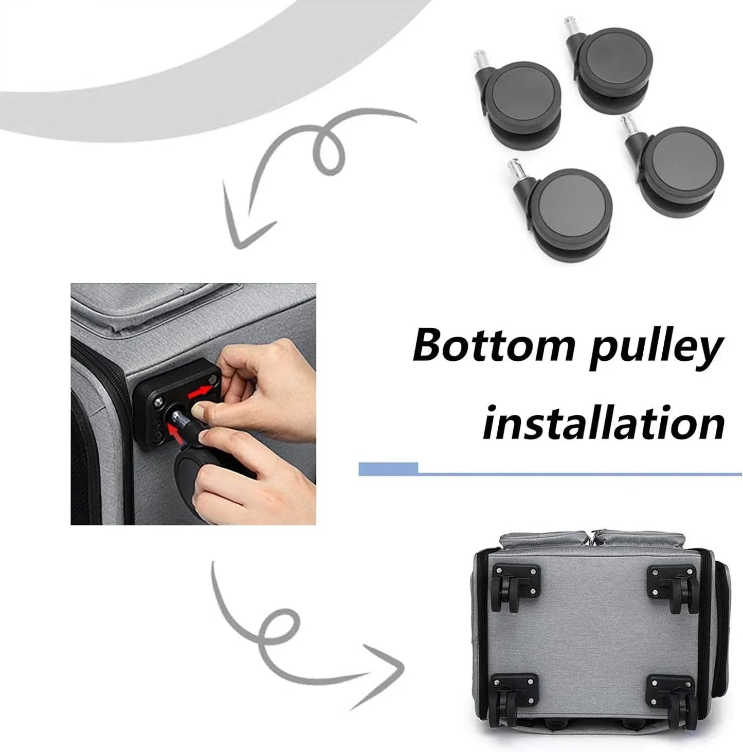 2 In 1 Large Pet Backpack Cat Stroller Pet Carrier with Wheels Portable Foldable Tie-Rod Bag Cat and Dog Travel Carrier Bag