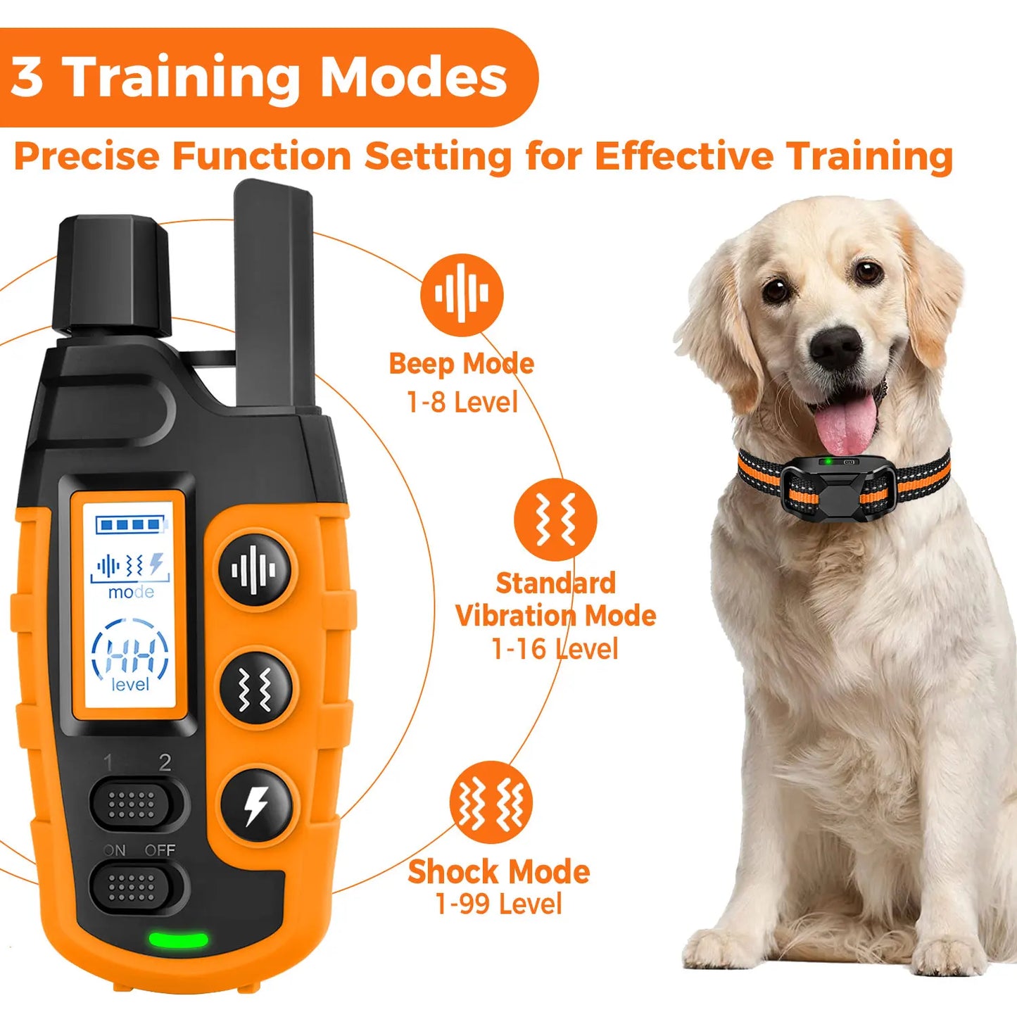 3300Ft Dog Training Collar with Remote Rechargeable Waterproof E Collar Beep Vibration Shock High Quality Pet Training