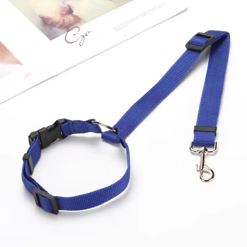 Solid Color Two-in-one Pet Car Nylon Seat Belt