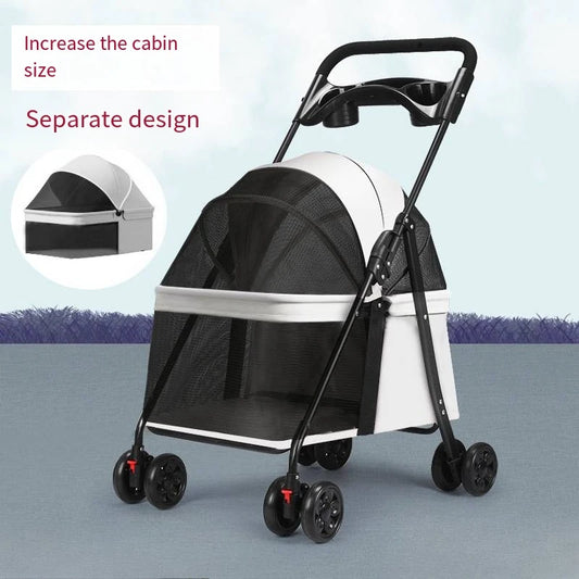 Hot Selling Lightweight Pet Cart for Cats Dogs Carts Foldable for Outdoor Use 2 In 1 Pet Strollers Increase Cabin Size