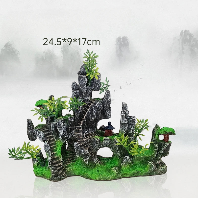 1pcs Rockery Aquarium Accessories Decorations Fish Tank Landscaping Resin Hill Hanging Bridge View Ornament Fish Tank Decoration