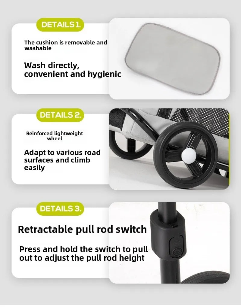 Small Pet Stroller Portable Folding Travel Outdoor Vehicle for Dogs Cats Carriers Multifunctional Pet Products Accessories