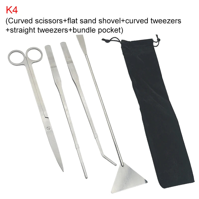 Aquarium Scissors Tweezers Tools Set Fish Tank Aquatic Plants Wave Scissors Grass Stainless Cleaning Tools Aquarium Accessories