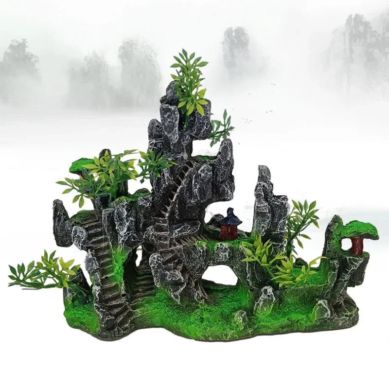 1pcs Rockery Aquarium Accessories Decorations Fish Tank Landscaping Resin Hill Hanging Bridge View Ornament Fish Tank Decoration