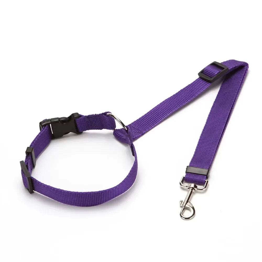 Solid Color Two-in-one Pet Car Nylon Seat Belt
