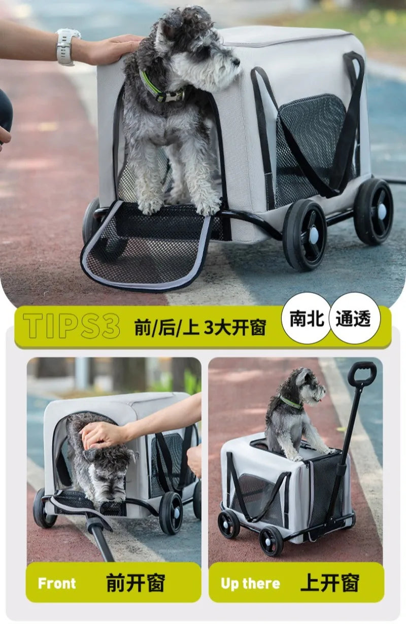 Small Pet Stroller Portable Folding Travel Outdoor Vehicle for Dogs Cats Carriers Multifunctional Pet Products Accessories